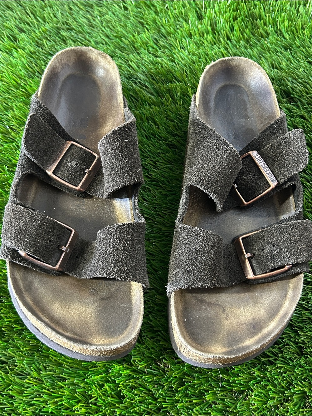 Black Kids Suede Slide Sandals with Adjustable Buckles